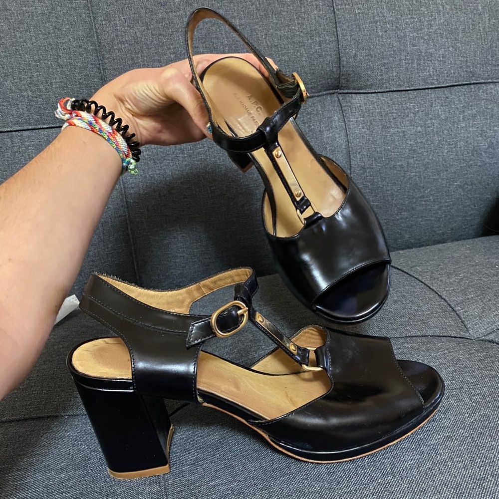APC heels black leather -MOVING SALE!